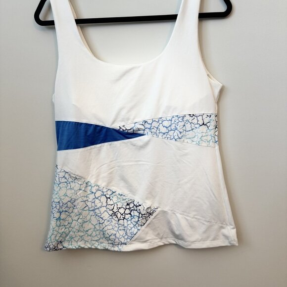 Eleven by Venus Williams Size Large (L) Women's White Athletic Tank Top with Blu - Picture 3 of 5